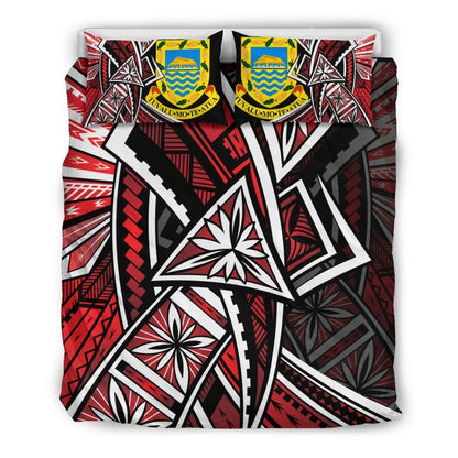 Tuvalu Polynesian Bedding Set - Tribal Flower Special Pattern Red Color
