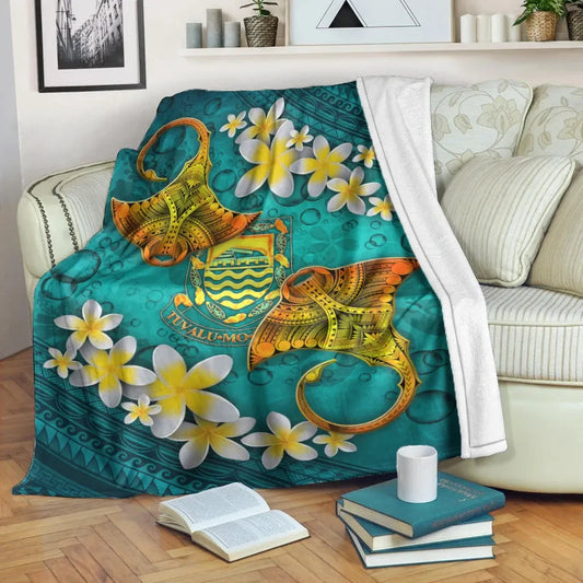 Tuvalu Polynesian Blanket - Manta Ray Ocean