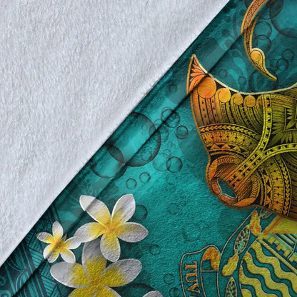 Tuvalu Polynesian Blanket - Manta Ray Ocean