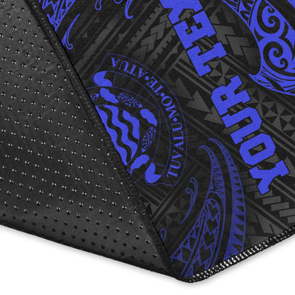 Tuvalu Polynesian Custom Personalised Area Rug - Blue Tribal Wave