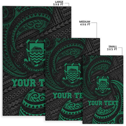 Tuvalu Polynesian Custom Personalised Area Rug - Green Tribal Wave