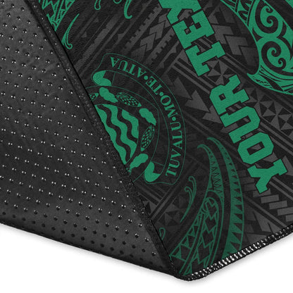 Tuvalu Polynesian Custom Personalised Area Rug - Green Tribal Wave