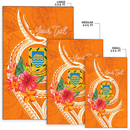 Tuvalu Polynesian Custom Personalised Area Rug - Orange Floral With Seal