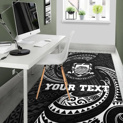 Tuvalu Polynesian Custom Personalised Area Rug - White Tribal Wave