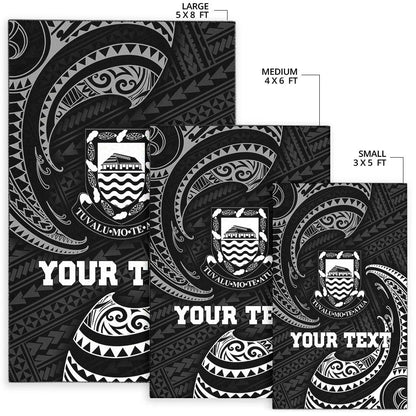 Tuvalu Polynesian Custom Personalised Area Rug - White Tribal Wave
