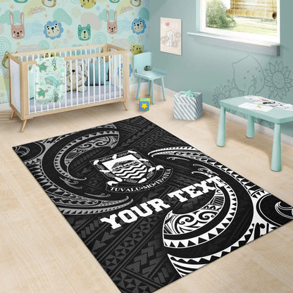 Tuvalu Polynesian Custom Personalised Area Rug - White Tribal Wave