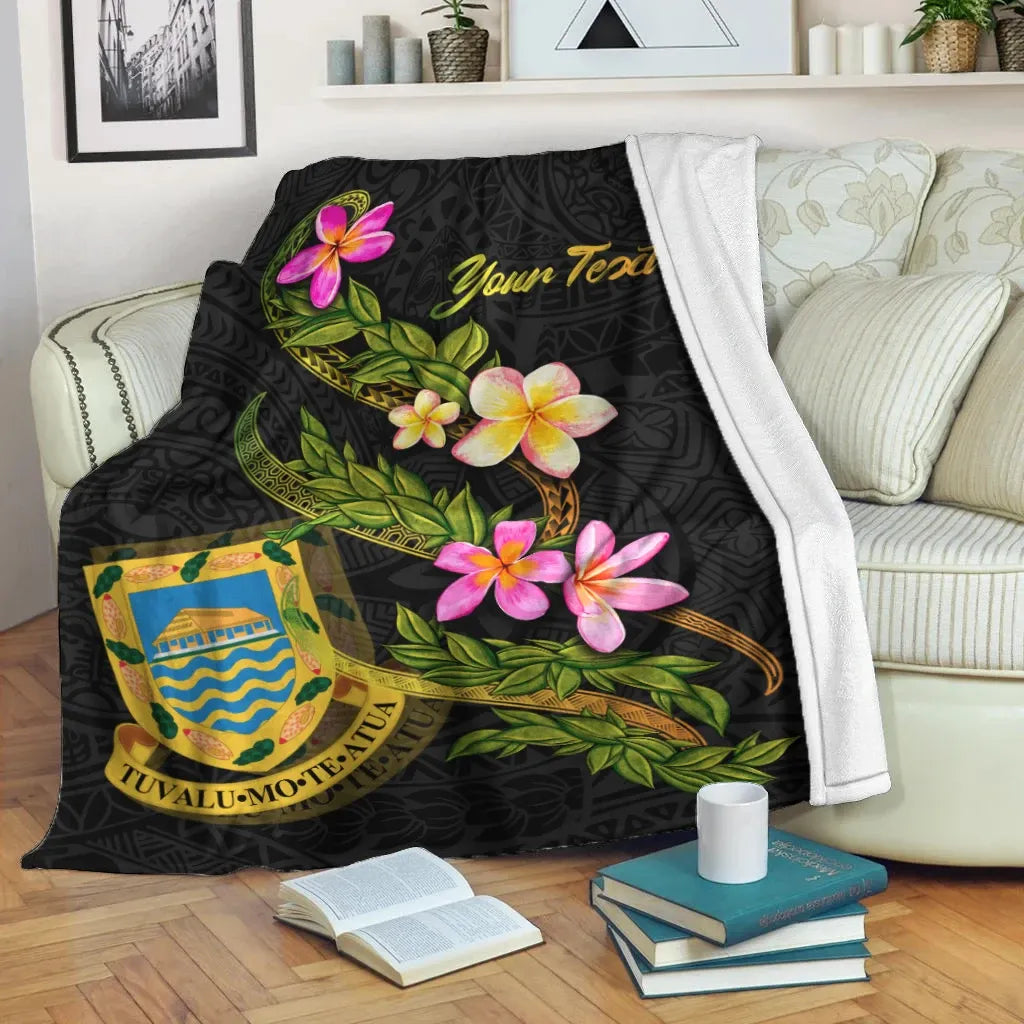 Tuvalu Polynesian Custom Personalised Blanket - Plumeria Tribal
