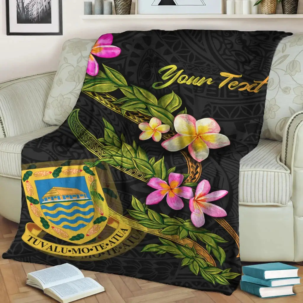 Tuvalu Polynesian Custom Personalised Blanket - Plumeria Tribal