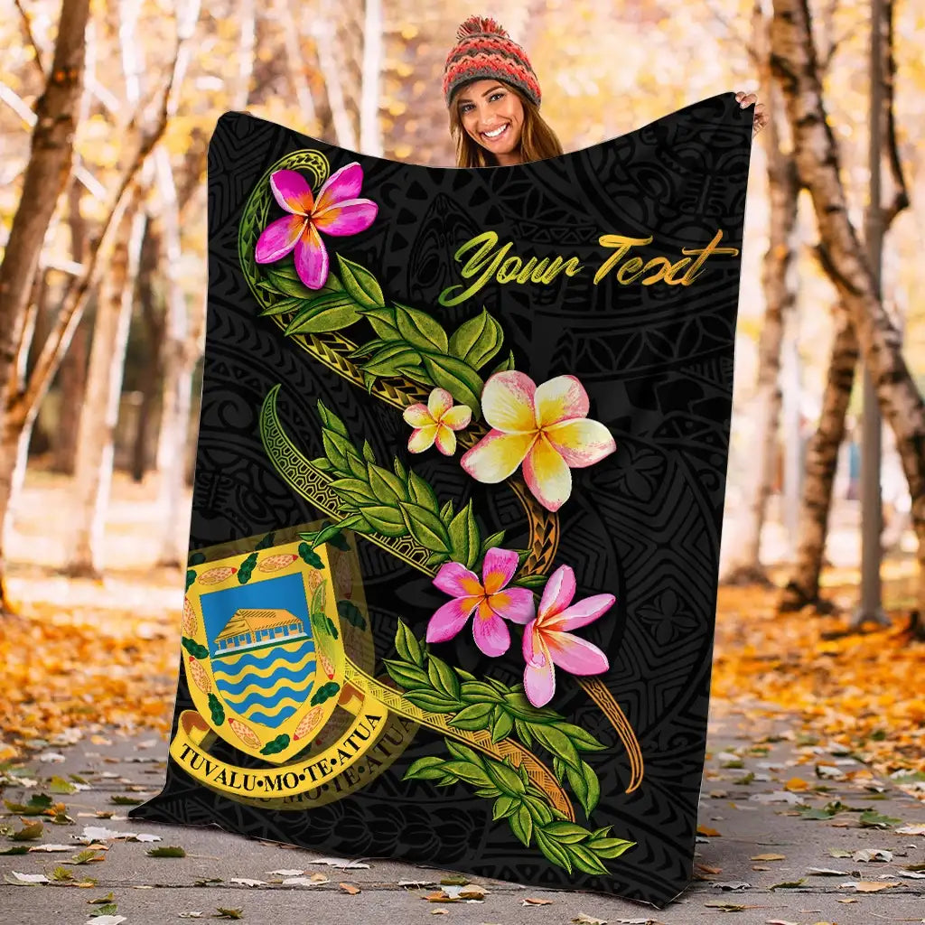 Tuvalu Polynesian Custom Personalised Blanket - Plumeria Tribal