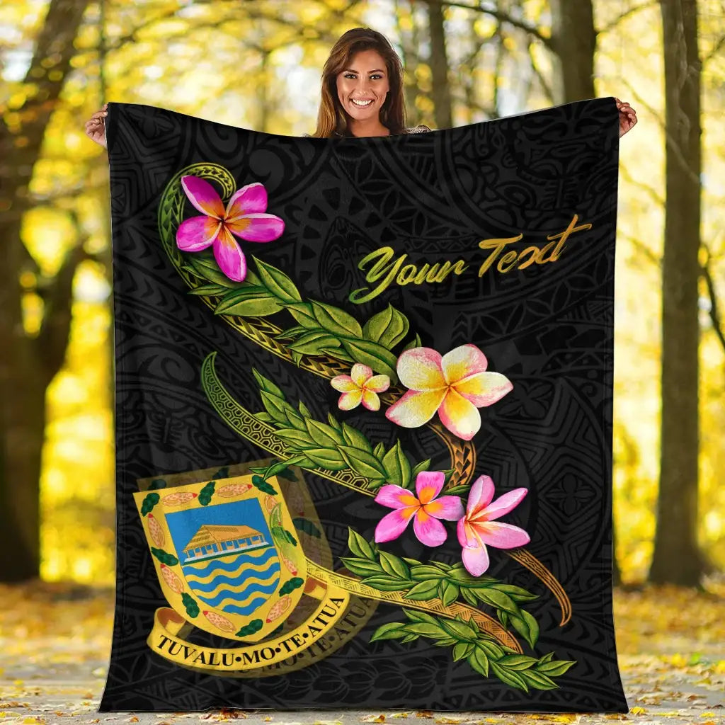 Tuvalu Polynesian Custom Personalised Blanket - Plumeria Tribal
