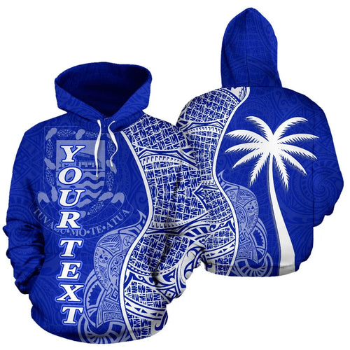 Tuvalu Polynesian Custom Personalised Hoodie Coconut Blue