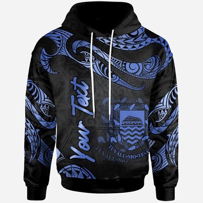 Tuvalu Polynesian Custom Personalised Hoodie - Poly Tattoo Blue Version