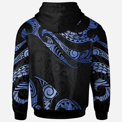 Tuvalu Polynesian Custom Personalised Hoodie - Poly Tattoo Blue Version