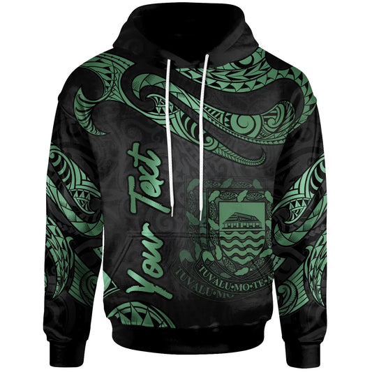 Tuvalu Polynesian Custom Personalised Hoodie - Poly Tattoo Green Version