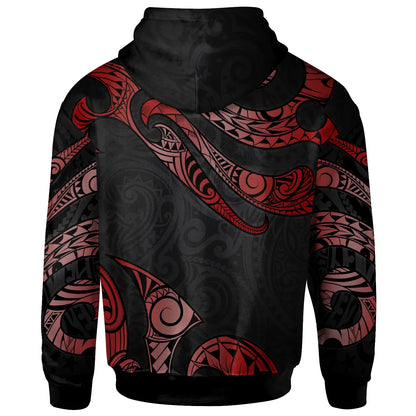 Tuvalu Polynesian Custom Personalised Hoodie - Poly Tattoo Red Version