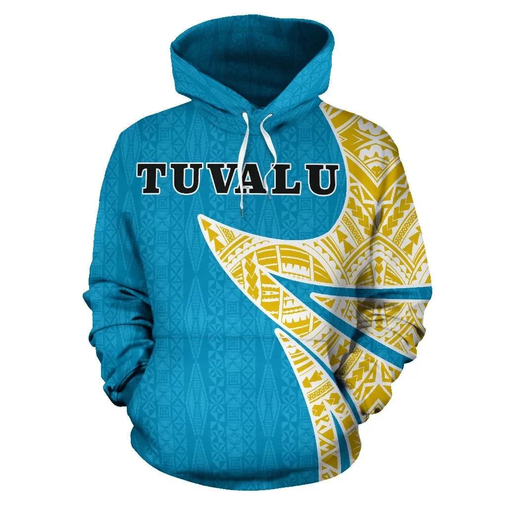 Tuvalu Hoodie - Tuvalu Coat Of Arms Polynesian Warrior Style