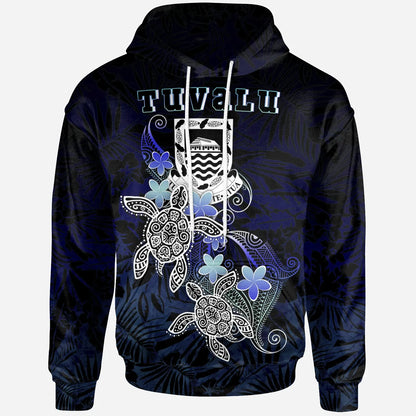 Tuvalu Polynesian Hoodie - Blue Turtle Couple