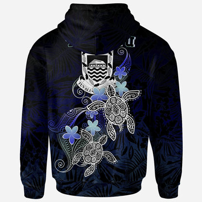 Tuvalu Polynesian Hoodie - Blue Turtle Couple
