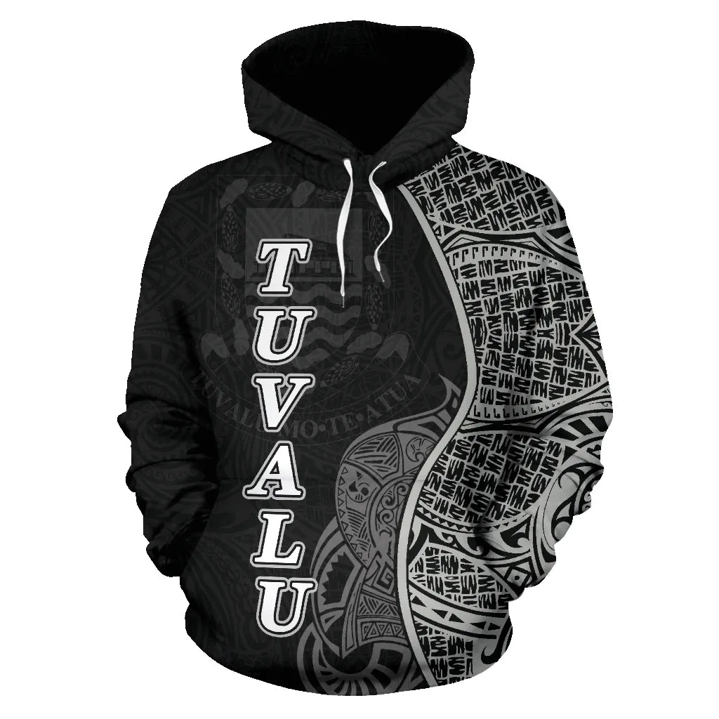 Tuvalu Polynesian Hoodie Coconut Tree Black