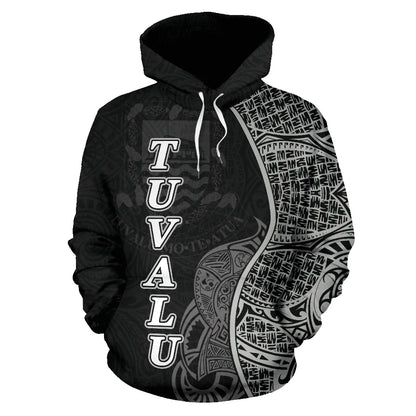 Tuvalu Polynesian Hoodie Coconut Tree Black