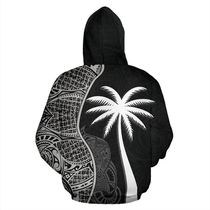 Tuvalu Polynesian Hoodie Coconut Tree Black