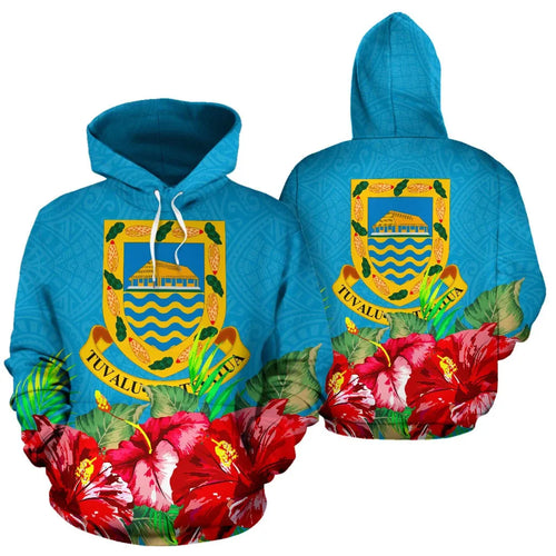 Tuvalu Polynesian Hoodie Flag Hibiscus