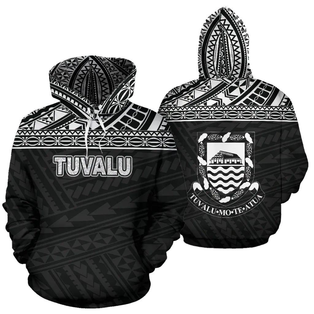 Tuvalu Polynesian Hoodie Horizontal Black