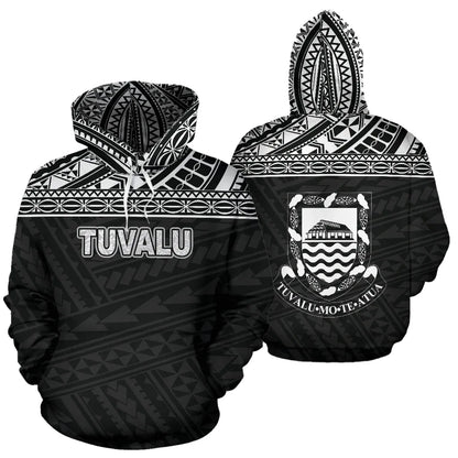Tuvalu Polynesian Hoodie Horizontal Black