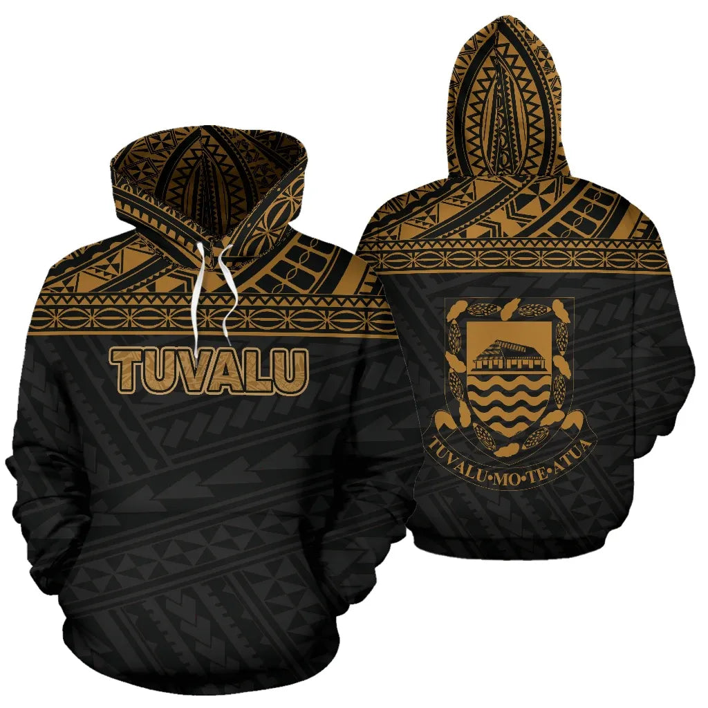 Tuvalu Polynesian Hoodie Horizontal Gold