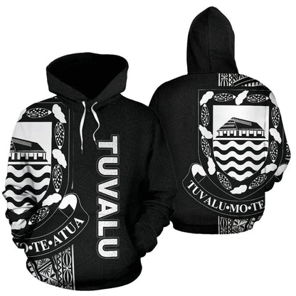 Tuvalu Polynesian Hoodie Line Black