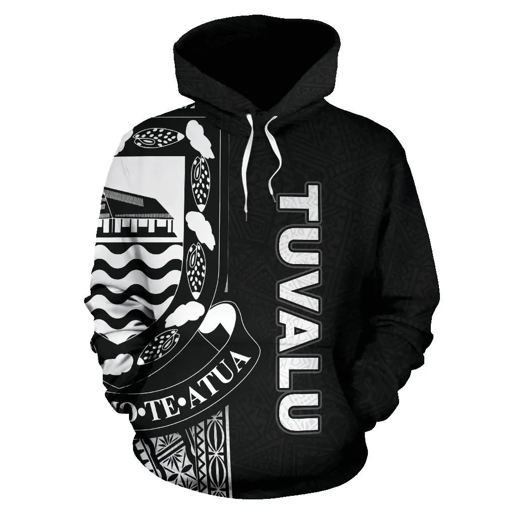 Tuvalu Polynesian Hoodie Line Black