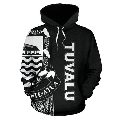 Tuvalu Polynesian Hoodie Line Black
