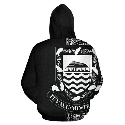 Tuvalu Polynesian Hoodie Line Black