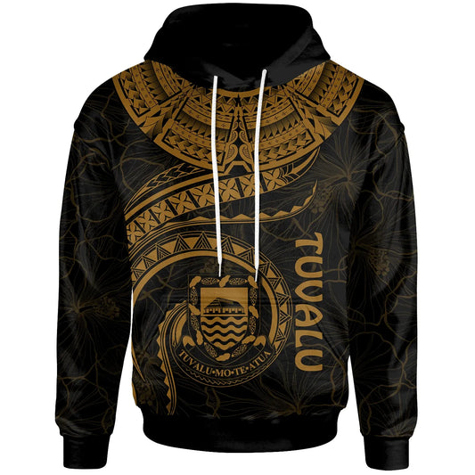 Tuvalu Polynesian Hoodie - Tuvalu Waves (Golden)