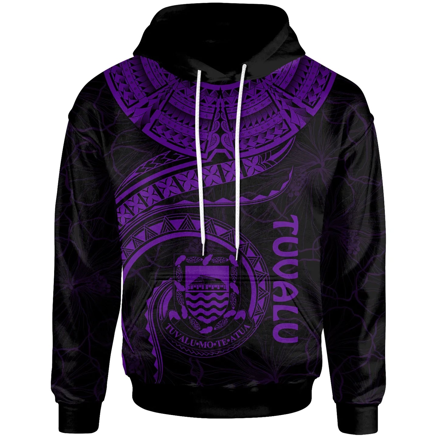 Tuvalu Polynesian Hoodie - Tuvalu Waves (Purple)