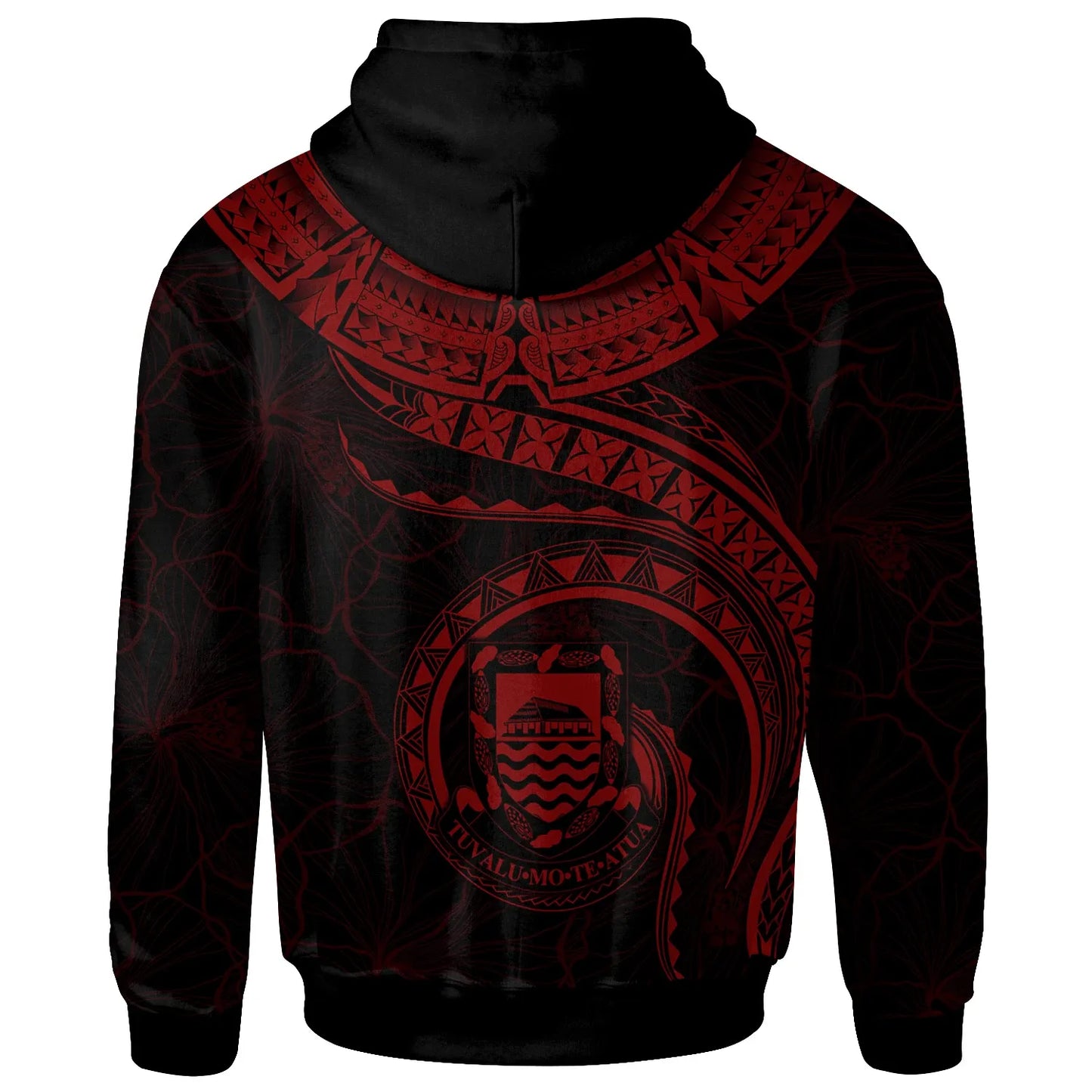 Tuvalu Polynesian Hoodie - Tuvalu Waves (Red)