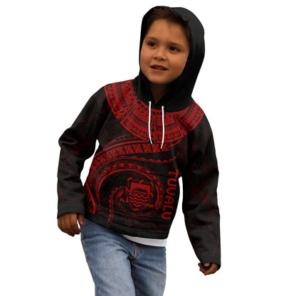 Tuvalu Polynesian Hoodie - Tuvalu Waves (Red)