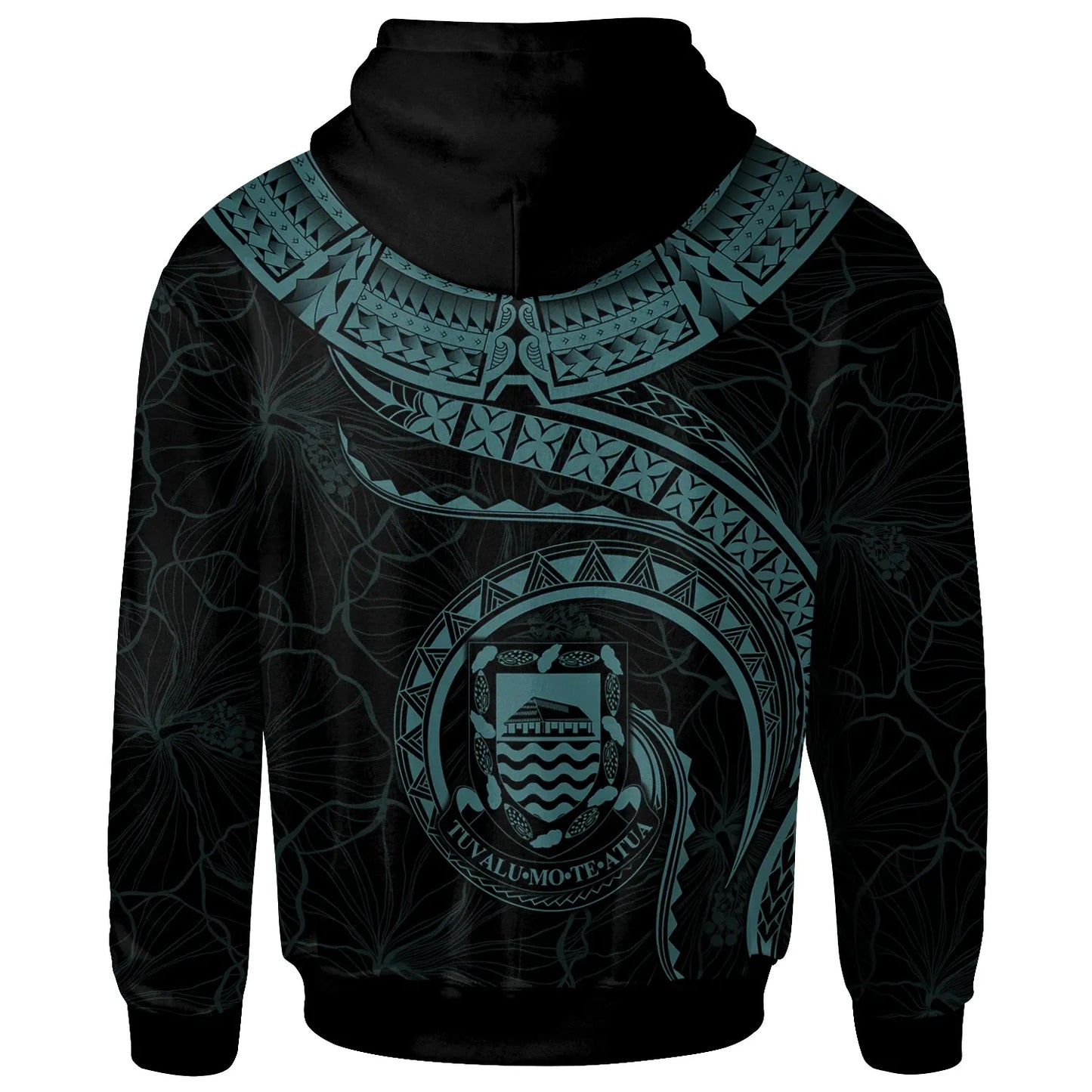 Tuvalu Polynesian Hoodie - Tuvalu Waves (Turquoise)
