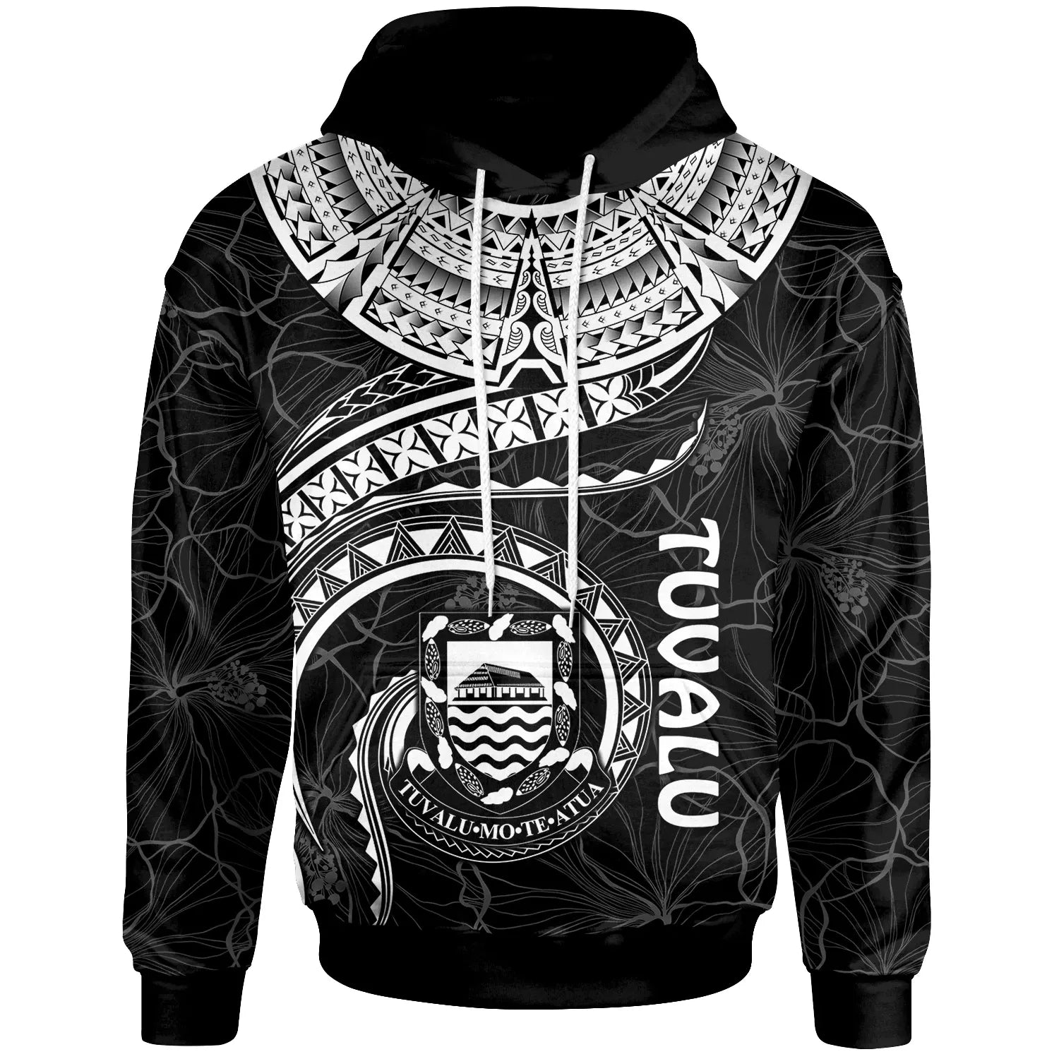 Tuvalu Polynesian Hoodie - Tuvalu Waves (White)