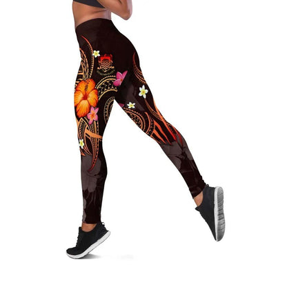 Tuvalu Polynesian Legging - Legend of Tuvalu (Red)