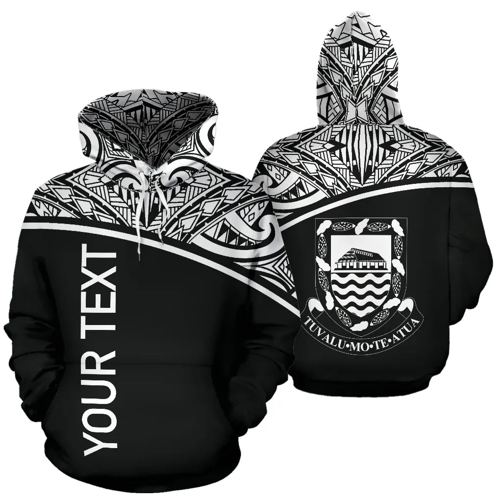 Tuvalu Polynesian Personalised Custom Hoodie Curve Black