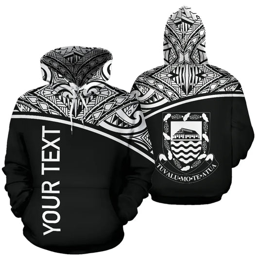 Tuvalu Polynesian Personalised Custom Hoodie Curve Black