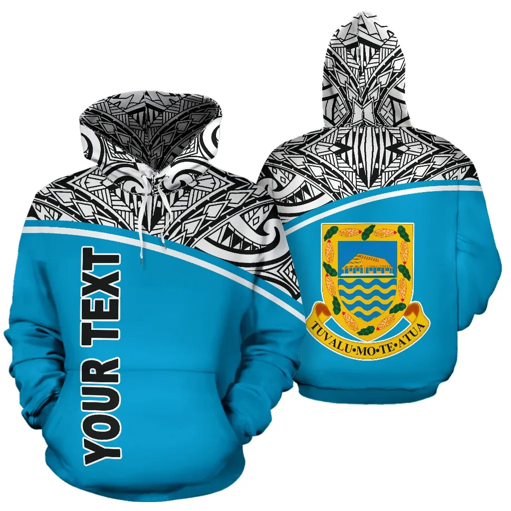 Tuvalu Polynesian Personalised Custom Hoodie Curve Blue