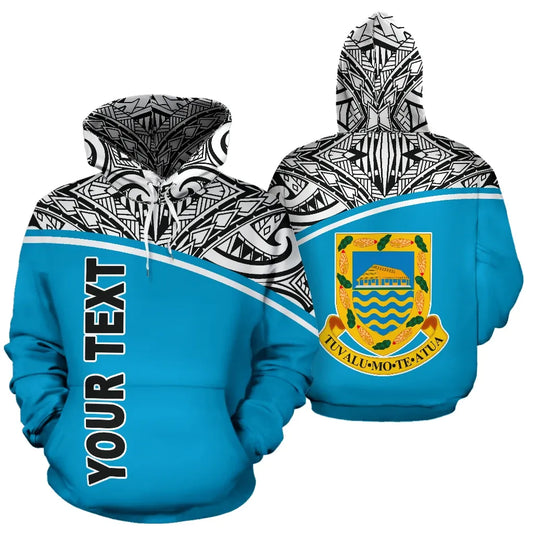 Tuvalu Polynesian Personalised Custom Hoodie Curve Blue