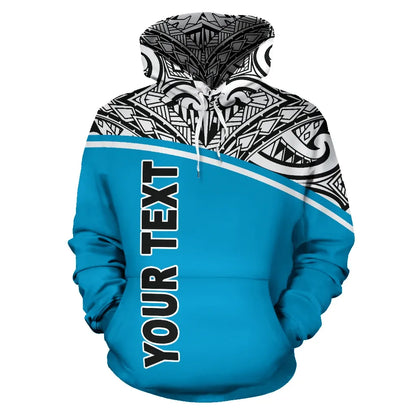 Tuvalu Polynesian Personalised Custom Hoodie Curve Blue