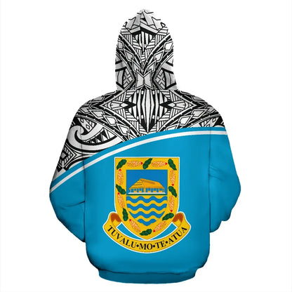 Tuvalu Polynesian Personalised Custom Hoodie Curve Blue