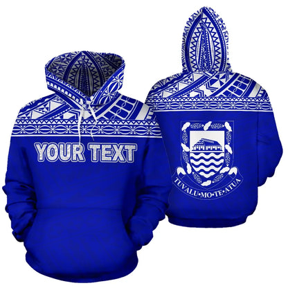 Tuvalu Polynesian Personalised Custom Hoodie Horizontal Blue