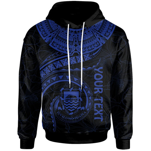 Tuvalu Polynesian Personalised Hoodie - Tuvalu Waves (Blue)