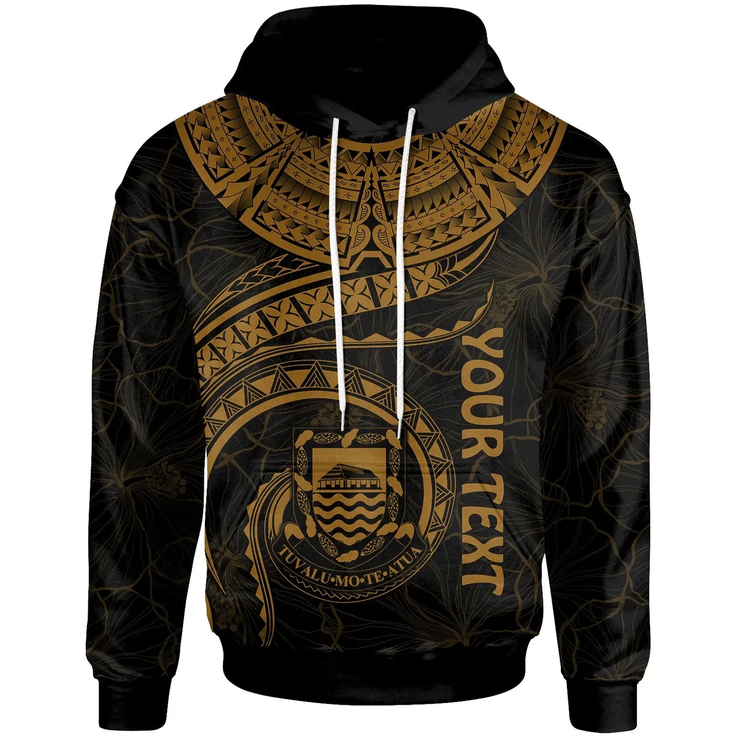 Tuvalu Polynesian Personalised Hoodie - Tuvalu Waves (Golden)