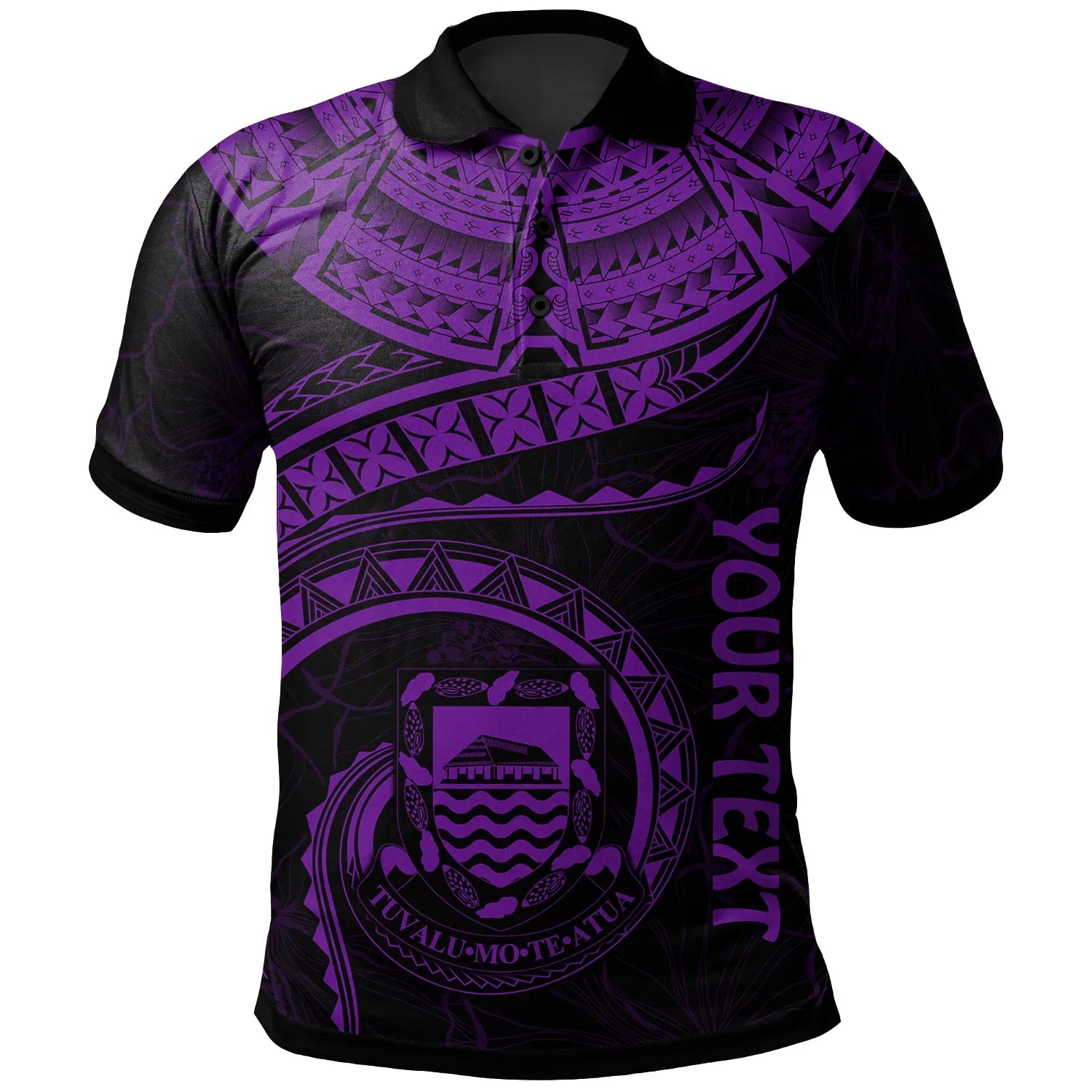 Tuvalu Polynesian Personalised Polo Shirt - Tuvalu Waves (Purple)
